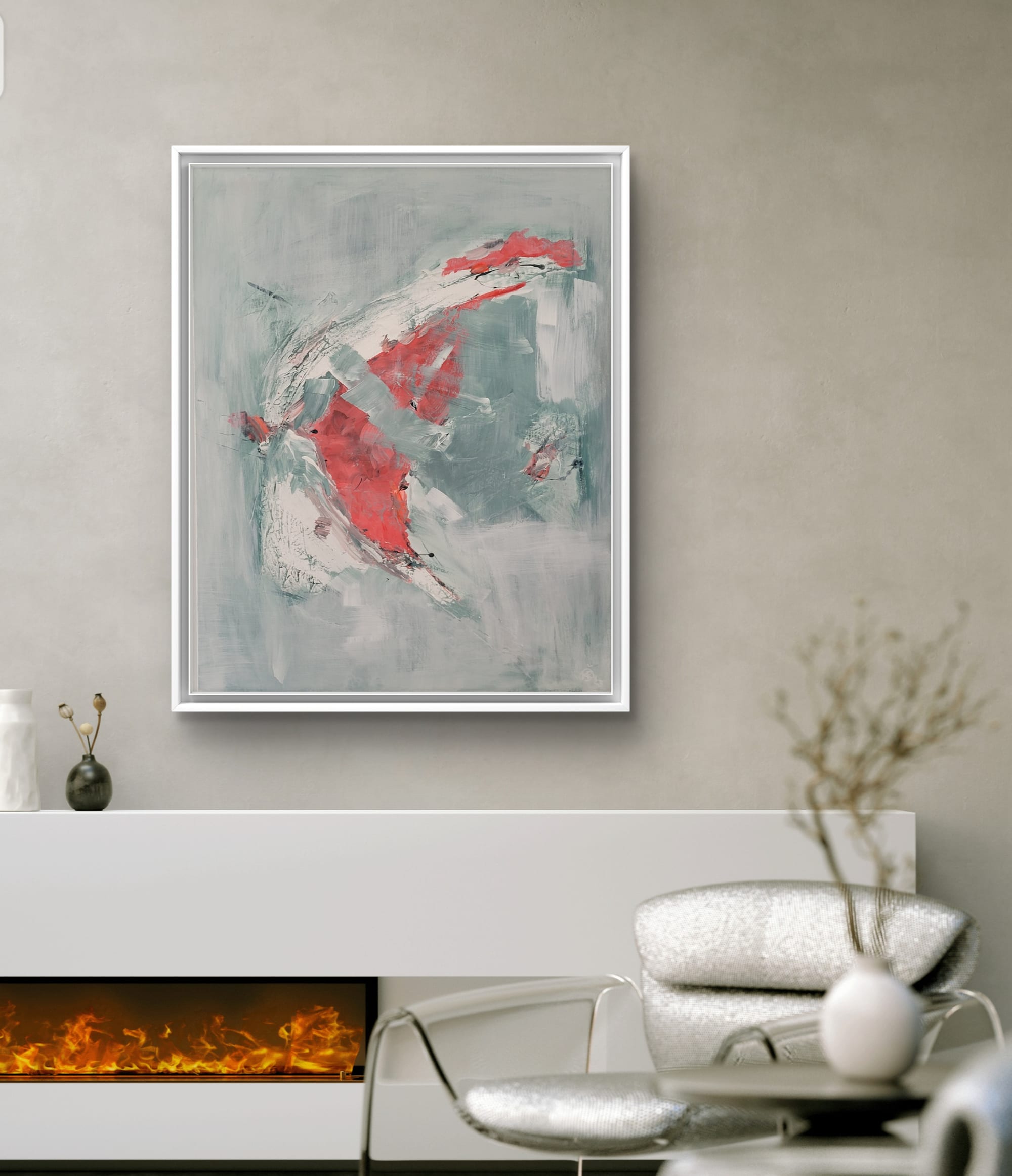 "Fire on Ice" Acrylic Mix on Canvas, 80 x 100 cm (31,5 x 39,3 inch)