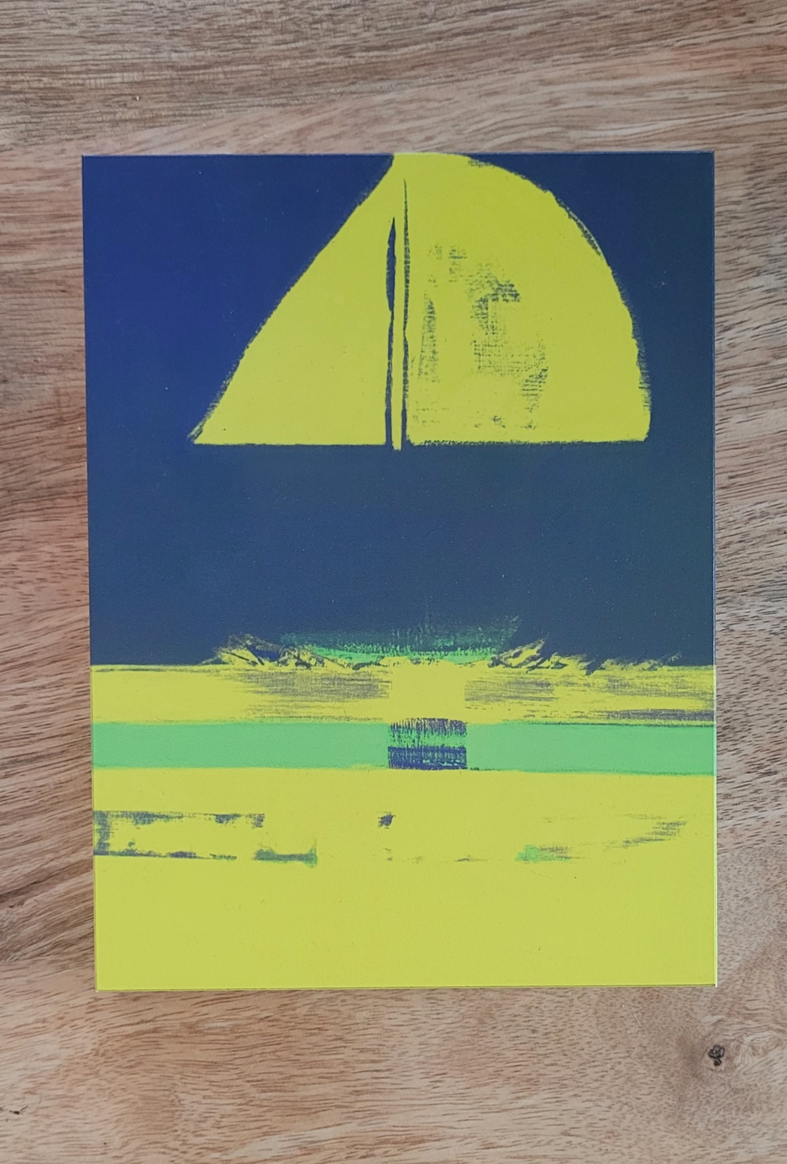 "Flotilla" Wood Edition, yellow-blue 15 x 20 x 2cm  (5,9 x7,9 x 0,8 inch)